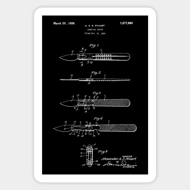 Surgical Knife 1926 Patent - Scalpel Patent Sticker by Anodyle